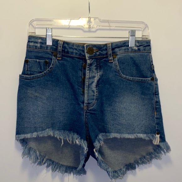 One Teaspoon Soho Blue Bonita High Waist Denim Shorts, Size 27 - Picture 1 of 3